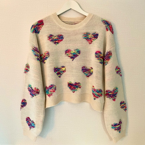 Multicolor Heart Pattern Sweater - Picture 1 of 8